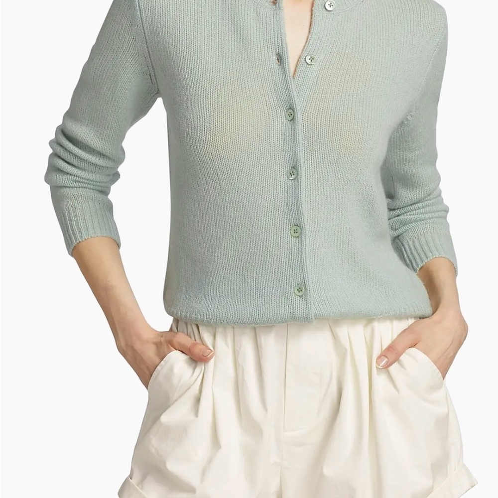 Doen Danae Cashmere Crewneck Cardigan in Tidepool